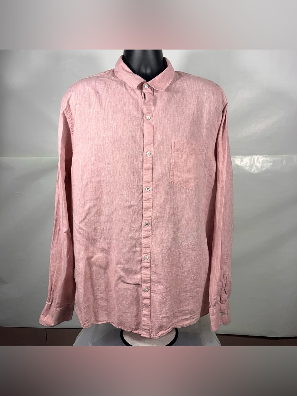 Marc Anthony Mens Shirt 2XL Linen Blend Pink Luxury Slim Fit Casual Long Sleeve